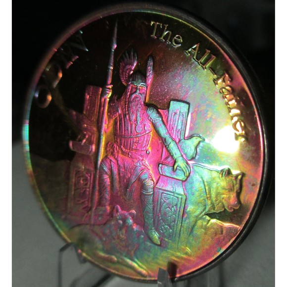 Colored Brilliant Finish Art Coin: Norse Gods Odin-Valkyrie Stunning!!!Unique!!! - Picture 1 of 4